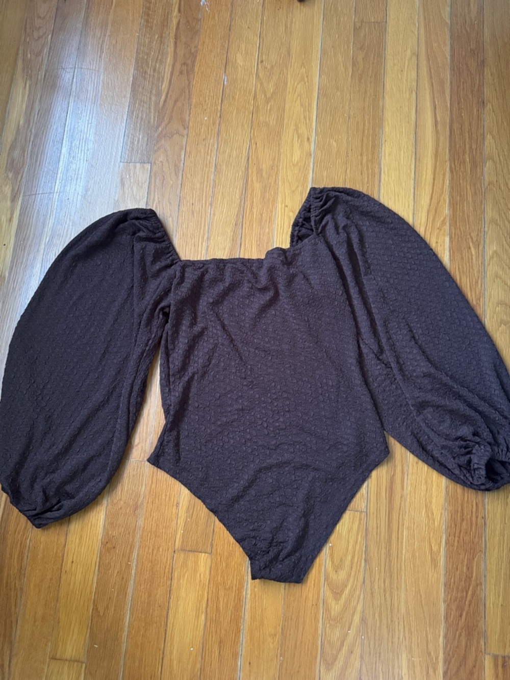 Chocolate Brown Puff-Sleeve Bodysuit